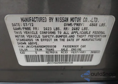 2013 Infiniti G37X z USA, uszkodzony, nr VIN JN1CV6AR8DM350038